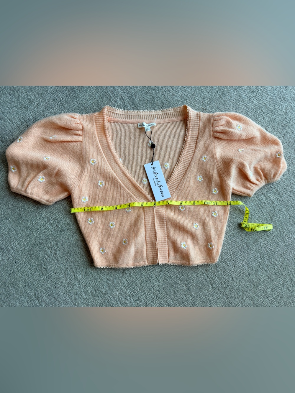 For Love & Lemons Peach Knit Cardigan with Scalloped Trim - Picture 6 of 7